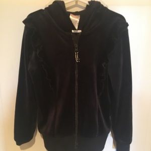 Girls Black velvet hoodie